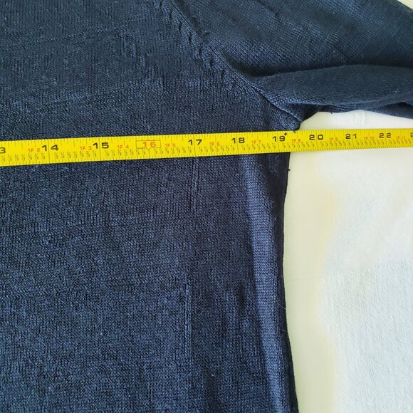 Vince Linen Oversized Long Sleeve Open Knit Mesh Blue Tunic Sweater - Picture 6 of 9